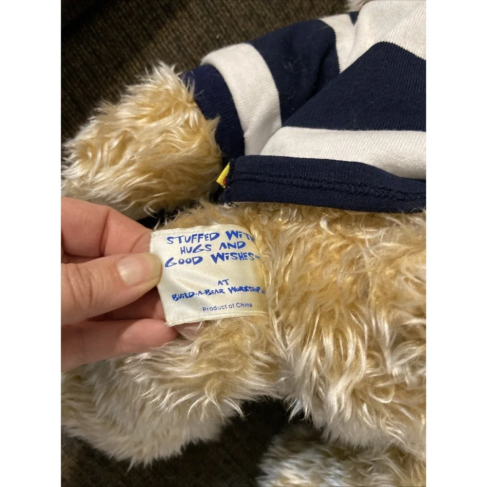 Build A Bear Cream Colored Bear With Blue And White Shirt and Centennial 17 🧸